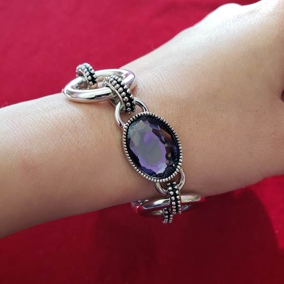 Lia Sophia Silver Tone Abalone Toggle Bracelet - Picture 2 of 7